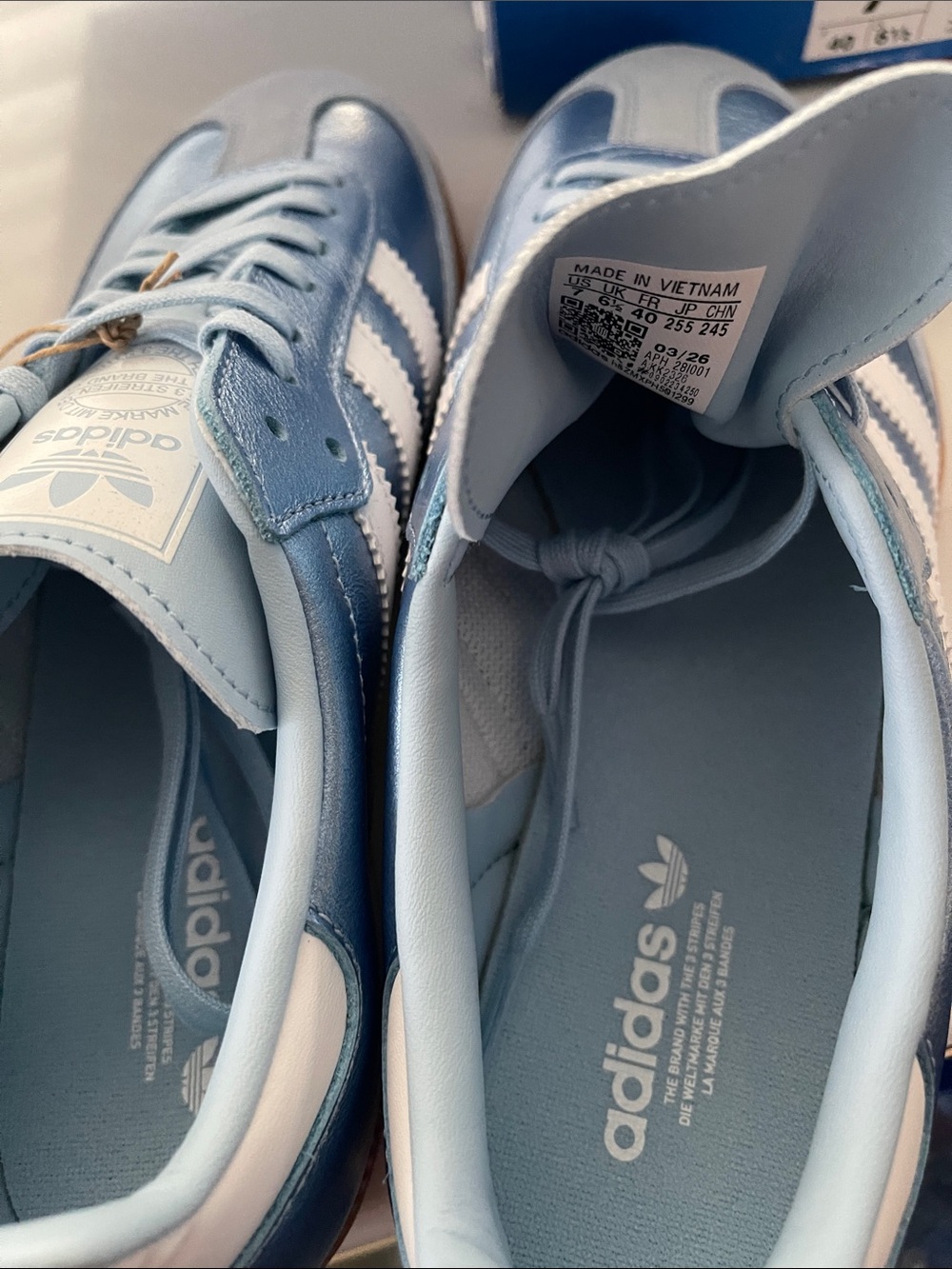 Adidas NWT NEW Samba OG J Metallic Light Blue & White Womens Sneakers size 7 - Picture 14 of 16
